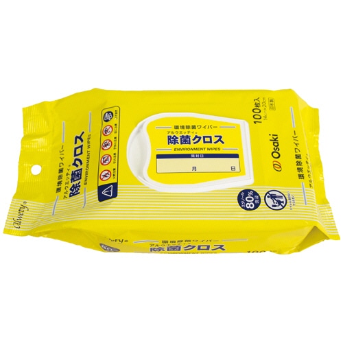 オオサキメディカル アルウエッティ除菌クロス ピロータイプ 100枚/袋(ご注文単位1袋)【直送品】