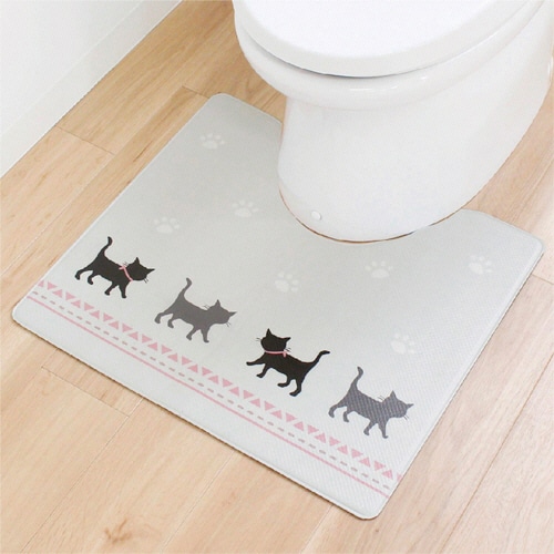オカ 拭いてお手入れするトイレマット 約55×60cm キャット 1枚(ご注文単位1枚)【直送品】