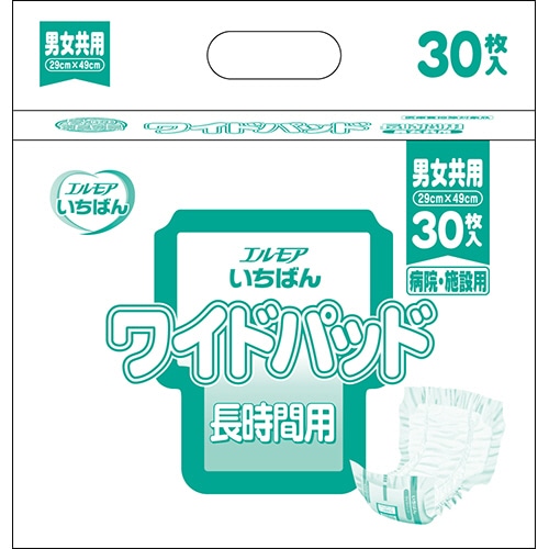 カミ商事 エルモア いちばん ワイドパッド 長時間用 30枚/袋(ご注文単位1袋)【直送品】