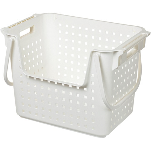 ヒマラヤ化学 積重ねワイドバスケット ホワイト 1個(ご注文単位1個)【直送品】
