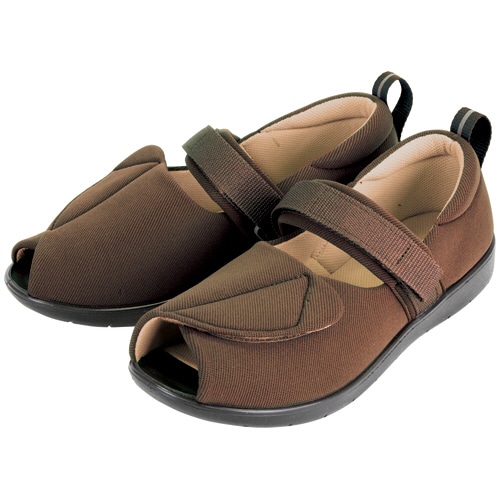 オオサキメディカル プラスハート 転びにくいシューズ つま先なし LL(26.0-26.5cm) 茶 1足（ご注文単位1足）【直送品】