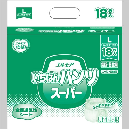 カミ商事 エルモア いちばん パンツ スーパー L 18枚/袋（ご注文単位1袋）【直送品】