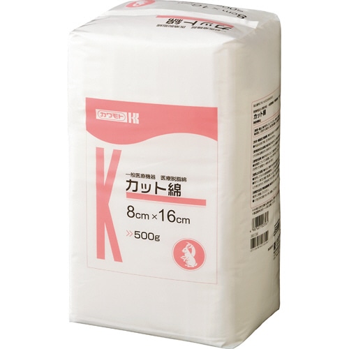 カワモト カット綿 8×16cm 500g 013-004120-00 1パック(ご注文単位1パック)【直送品】