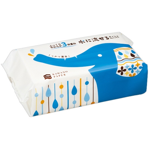河野製紙 ふっくらやわらか3枚重ね水に流せるソフトパックティシュー 100組 30個/袋(ご注文単位1袋)【直送品】