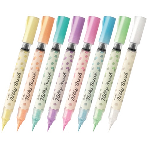 ぺんてる ミルキーブラッシュ 8色(各色1本) GFH-P8ST 1パック(ご注文単位1パック)【直送品】