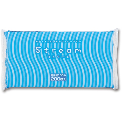 太洋紙業 水洗トイレに流せるペーパータオル ストリーム 200組 25個/袋（ご注文単位1袋）【直送品】