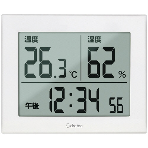 ドリテック 大画面温湿度計 ハキミエ ホワイト O-506WT 1台（ご注文単位1台）【直送品】