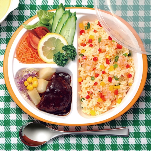 小森樹脂 フタ付ランチプレート「楽弁」 丸型 グリーン 1個（ご注文単位1個）【直送品】