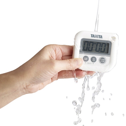 タニタ デジタルタイマー 丸洗いタイマー 100分計 ホワイト TD-376N-WH 1個(ご注文単位1個)【直送品】