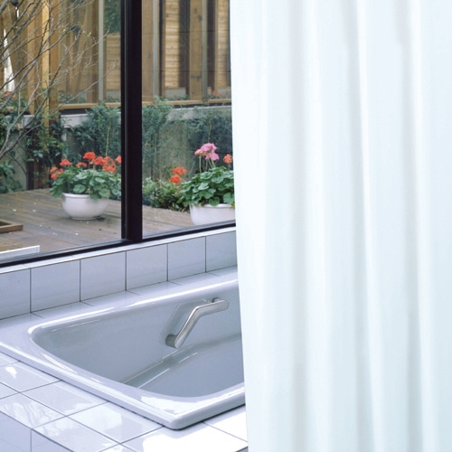 明和グラビア 防炎バスカーテン 130×178cm ライトブルー NVS-400(LB) 1枚(ご注文単位1枚)【直送品】