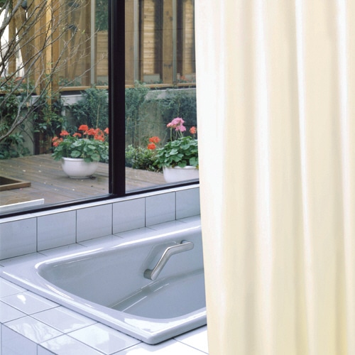 明和グラビア 防炎バスカーテン 130×178cm アイボリー NVS-400(IV) 1枚(ご注文単位1枚)【直送品】