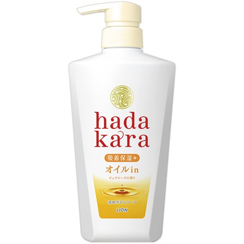 ライオン hadakaraボディソープ オイルインタイプ ピュアローズの香り 本体 480ml 1本（ご注文単位1本）【直送品】