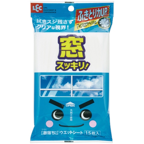 レック 激落ちウエットシート 窓用 SS-037 15枚/袋(ご注文単位1袋)【直送品】