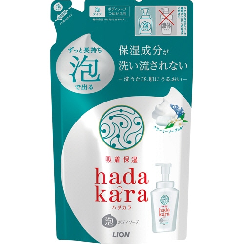 ライオン hadakaraボディソープ 泡で出てくるタイプ クリーミーソープの香り つめかえ用 440ml 1パック(ご注文単位1パック)【直送品】
