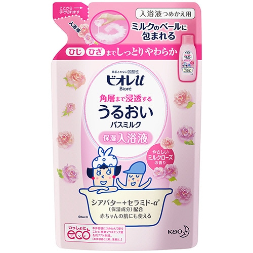 花王 ビオレu 角層まで浸透するうるおいバスミルク ミルクローズの香り 詰替用 480ml 1パック（ご注文単位1パック）【直送品】