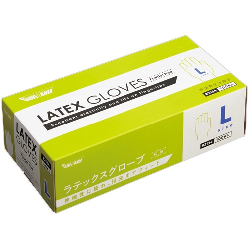 川西工業 ラテックスグローブ 粉なし L #2134 100枚/箱（ご注文単位1箱）【直送品】