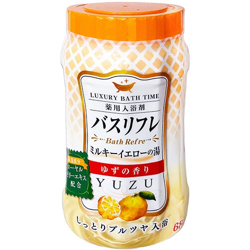 ライオンケミカル 薬用入浴剤バスリフレ ミルキーイエローの湯 ゆずの香り 本体 680g 1本（ご注文単位1本）【直送品】