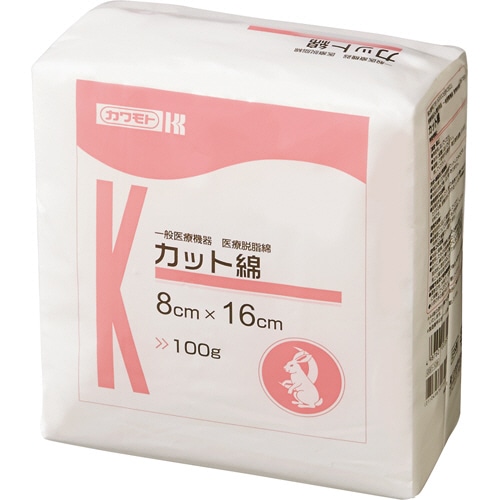 カワモト カット綿 8×16cm 100g 013-012120-00 1パック(ご注文単位1パック)【直送品】