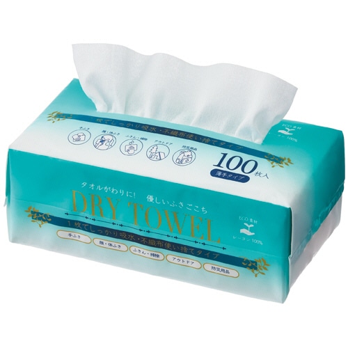 オーミケンシ 使い捨てドライタオル 薄手 100枚/袋（ご注文単位1袋）【直送品】