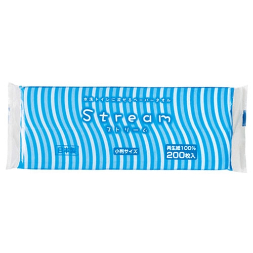 太洋紙業 水洗トイレに流せるペーパータオル ストリーム エコノミー 200枚 1パック（ご注文単位1パック）【直送品】