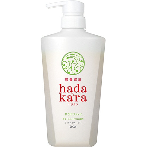 ライオン　hadakaraボディソープ　サラサラfeelタイプ　グリーンシトラスの香り　本体　480ml　1本（ご注文単位1本）【直送品】