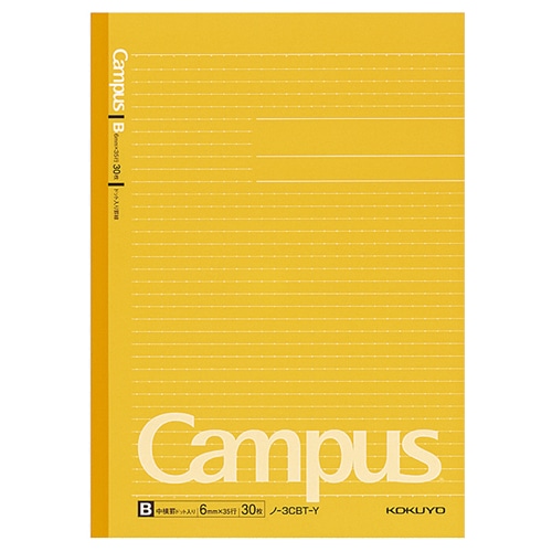 コクヨ　キャンパスノート（ドット入り罫線・カラー表紙）　セミB5　B罫　30枚　黄　ノ-3CBT-Y　1冊（ご注文単位1冊）【直送品】