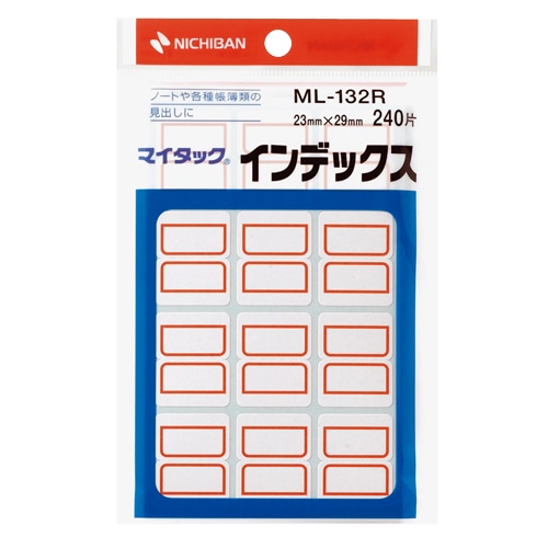 ニチバン マイタック インデックス 紙ラベル 中 23×29mm 赤枠 ML-132R 1パック(240片:12片×20シート)(ご注文単位1パック)【直送品】