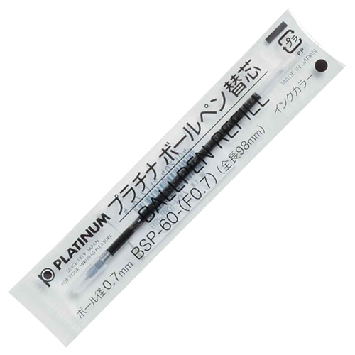 プラチナ　油性ボールペン替芯　ステンレスチップ　0.7mm　黒　BSP-60-（F0.7）#1　1箱（10本）（ご注文単位1箱）【直送品】