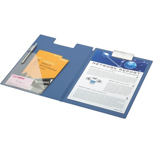 コクヨ クリップホルダー カバー付用箋挟 A4 青 ヨハ-50B 1枚(ご注文単位1枚)【直送品】