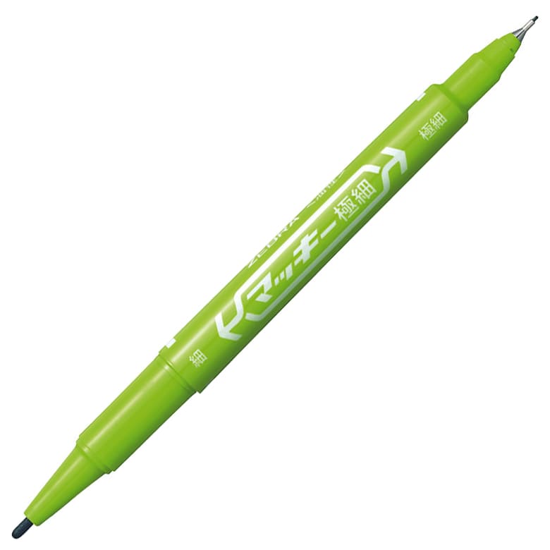 ゼブラ　油性マーカー　マッキー極細　丸芯細字＋極細　ライトグリーン　MO-120-MC-LG　1本（ご注文単位1本）【直送品】