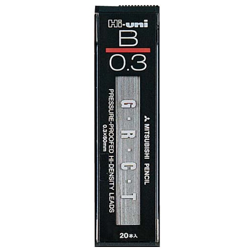 三菱鉛筆　シャープ替芯　Hi-uni　0.3mm　B　HU03300B　1個（20本）（ご注文単位1個）【直送品】