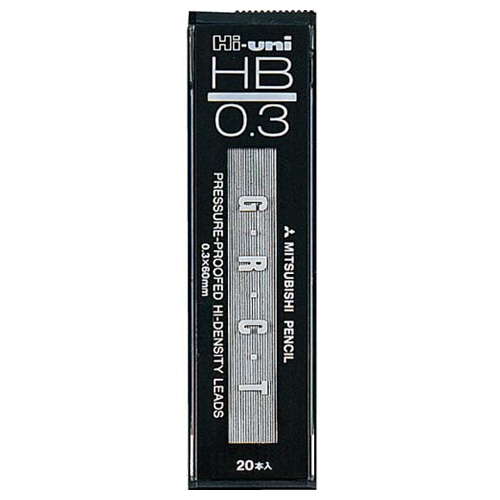 三菱鉛筆　シャープ替芯　Hi-uni　0.3mm　HB　HU03300HB　1個（20本）（ご注文単位1個）【直送品】