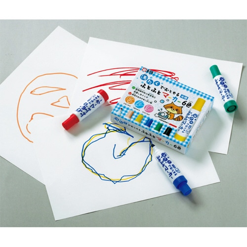 サクラクレパス 洗たくでおとせるふとふとマーカー 6色(各色1本) MK-L6 1パック(ご注文単位1パック)【直送品】