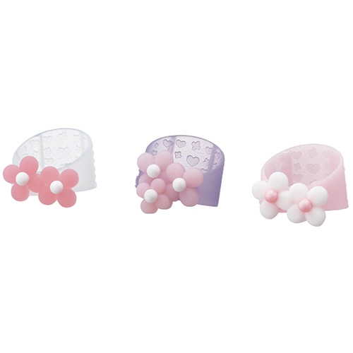 プラス メクリッコ Sweet フラワー2 S ホワイト・ローズ・ピンク KM-301SB-3 1袋(3個:各色1個)(ご注文単位1袋)【直送品】