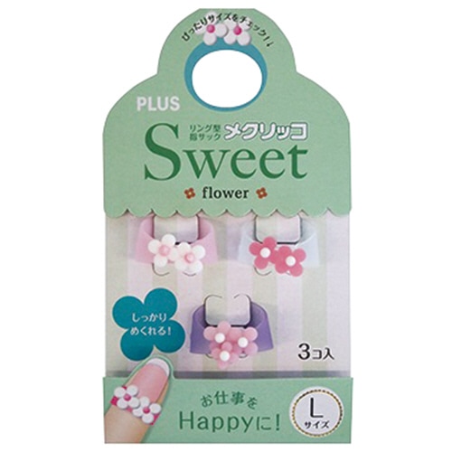 プラス　メクリッコ　Sweet　フラワー2　L　ホワイト・ローズ・ピンク　KM-303SB-3　1袋（3個：各色1個）（ご注文単位1袋）【直送品】