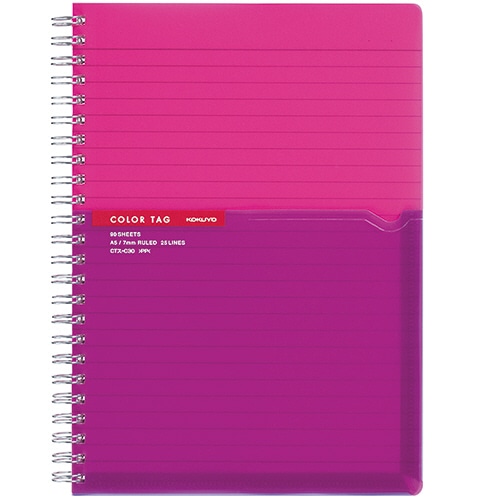 コクヨ ツインリングノート(カラータグ) Bi-COLOR A5 A罫 90枚 ピンク CTス-C30P 1冊(ご注文単位1冊)【直送品】