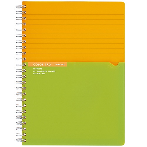 コクヨ ツインリングノート(カラータグ) Bi-COLOR A5 A罫 90枚 イエロー CTス-C30Y 1冊(ご注文単位1冊)【直送品】