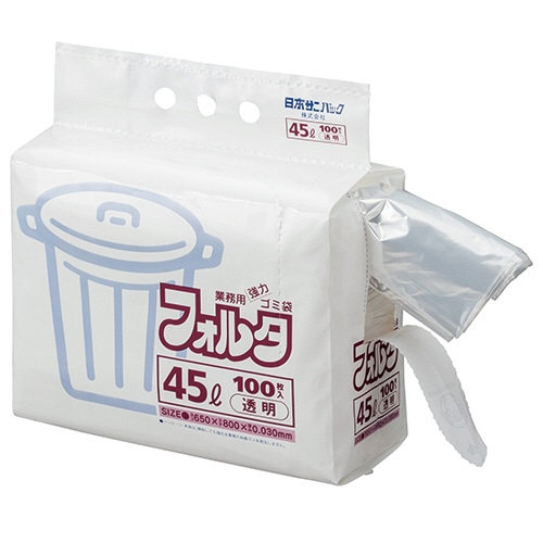 日本サニパック 環優包装フォルタ 透明 45L 0.030mm F-4C 1パック(100枚)(ご注文単位1パック)【直送品】