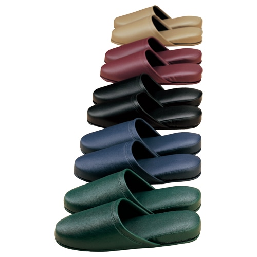 オーミケンシ 抗菌ビニールレザー調スリッパ ブラック 1足(ご注文単位1足)【直送品】