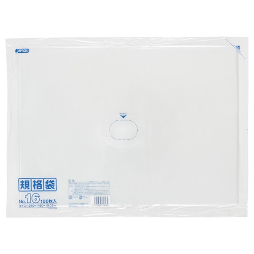 ジャパックス　規格袋　16号　ヨコ340×タテ480×厚み0.03mm　K-16　1パック（100枚）（ご注文単位1パック）【直送品】