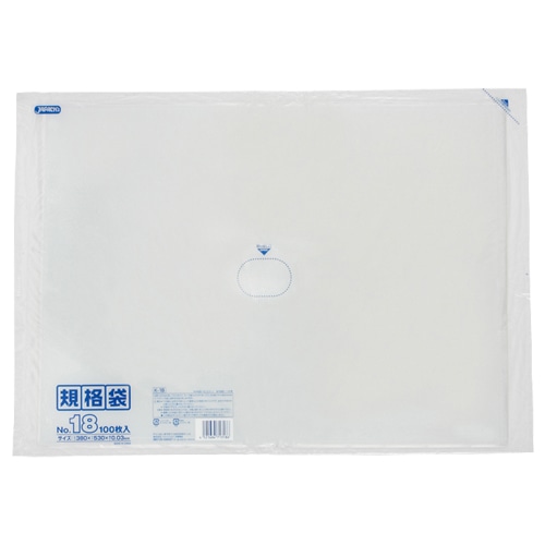 ジャパックス　規格袋　18号　ヨコ380×タテ530×厚み0.03mm　K-18　1パック（100枚）（ご注文単位1パック）【直送品】
