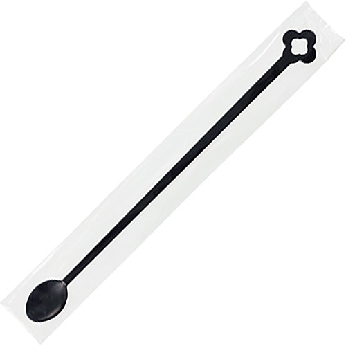 サンナップ　マドラースプーン　袋入　130mm　ブラック　MD-100PBK　1パック（100本）（ご注文単位1パック）【直送品】