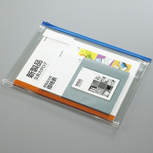 コクヨ カラーソフトクリヤーケースC(チャック付き) マチ付 A4ヨコ 青 クケ-334B 1枚(ご注文単位1枚)【直送品】