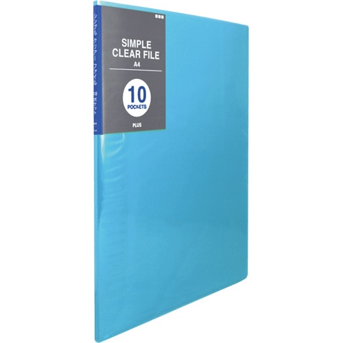 プラス シンプルクリアーファイル A4タテ 10ポケット 背幅6mm ブルー FC-210SC 1冊(ご注文単位1冊)【直送品】