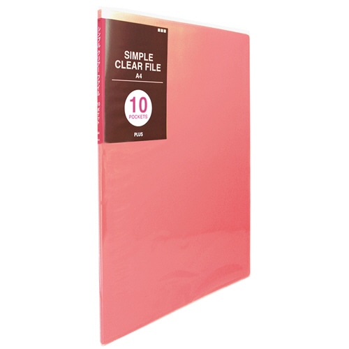 プラス シンプルクリアーファイル A4タテ 10ポケット 背幅6mm ピンク FC-210SC 1冊(ご注文単位1冊)【直送品】