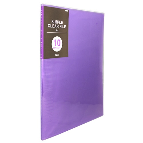 プラス シンプルクリアーファイル A4タテ 10ポケット 背幅6mm パープル FC-210SC 1冊(ご注文単位1冊)【直送品】