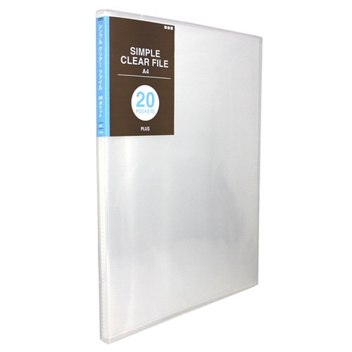 プラス シンプルクリアーファイル A4タテ 20ポケット 背幅10mm クリアー FC-220SC 1冊(ご注文単位1冊)【直送品】