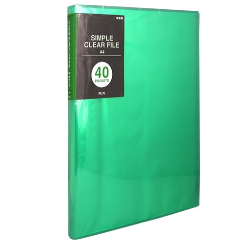 プラス シンプルクリアーファイル A4タテ 40ポケット 背幅20mm グリーン FC-240SC 1冊(ご注文単位1冊)【直送品】