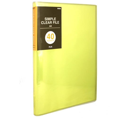 プラス シンプルクリアーファイル A4タテ 40ポケット 背幅20mm イエロー FC-240SC 1冊(ご注文単位1冊)【直送品】
