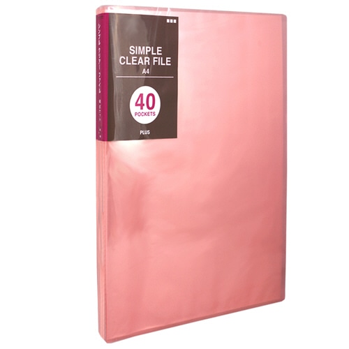 プラス　シンプルクリアーファイル　A4タテ　40ポケット　背幅20mm　ピンク　FC-240SC　1冊（ご注文単位1冊）【直送品】